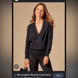 J. McLaughlin black crossover cashmere sweater size XS
